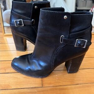 Frye Claude Jodhpur Stacked Block Heel Black Ankle Boots